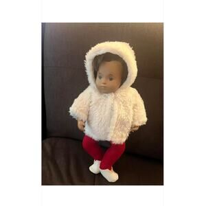 Sasha Baby Doll #605 Brown Hair Red Pajamas White Fur Coat and Shoes